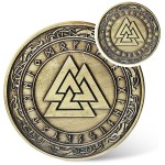 IELCJJ Viking Valknut Coin - Viking Runes Knot of The Slain Warrior Coin - Norse Mythology Protective Talisman Amulet - Viking Gifts for Men Women