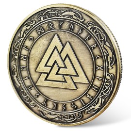 IELCJJ Viking Valknut Coin - Viking Runes Knot of The Slain Warrior Coin - Norse Mythology Protective Talisman Amulet - Viking Gifts for Men Women