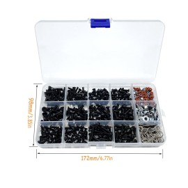 520pcs Universal RC Screw Kit Screws Assortment Set, Hardware Fasteners for Traxxas Redcat Arrma Axial RC4WD HSP HPI SCX10 Losi 1/8 1/10 1/12 1/16 Scale RC Crawler Cars Trucks