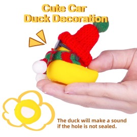 MuMyer Christmas Rubber Ducks Toys Car Ornaments Yellow Duck Car Dashboard Decorations with Mini Beanie Hat Scarf and Sunglasses for Winner Home Christmas Decor, 2 Inches(E6)