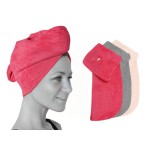 100% Cotton Hair Wrap Towels for Women, Pack of 3 - Multicolor - Head Towel Cap, Cotton Hair Turban Towel Wrap for Long Curly Anti Frizz Hair, Soft and Absorbent Cotton Hair Towels