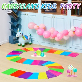 Skyygemm Colorful PVC Floor Stickers Candy Donut Theme Land Runway Rug Hallway Runner Rug Party Decoration for Halloween Trunk or Treat Car Decor(30 Pcs,11.8 x 7.8 Inch)