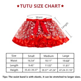 BEBAOVO Girl Christmas Tutu Skirt with Elk Headband, Christmas Dress with Xmas Tree/Santa Hat/Snow for Toddler Kids Girl Gift (Red, Small)