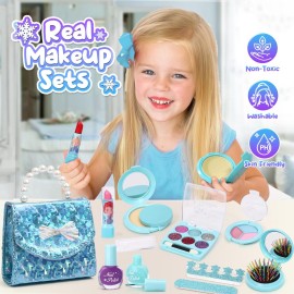Golray Toys for Girl Gift Kids Makeup Kit & Princess Dress Up Set, Purse & Cape & Real Make up & Nail Polish & Wand, Birthday Gift Toys for Little Girls Toddlers Age 3 4 5 6 7 8 Year Old