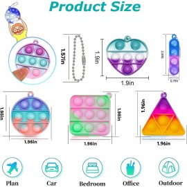 Pop Fidget Keychain Mini Fidget Toys Bulk 180 Pack Party Favors for Kids 3-5 4-8 Year Boys Girls Push Pops Bulk Stocking Pinata Stuffers Birthday Carnival Treasure Classroom Prizes Toddler