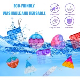 Pop Fidget Keychain Mini Fidget Toys Bulk 180 Pack Party Favors for Kids 3-5 4-8 Year Boys Girls Push Pops Bulk Stocking Pinata Stuffers Birthday Carnival Treasure Classroom Prizes Toddler