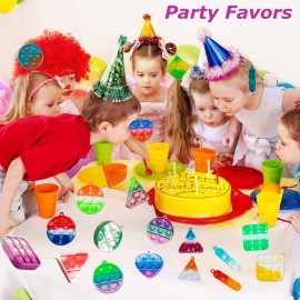 Pop Fidget Keychain Mini Fidget Toys Bulk 180 Pack Party Favors for Kids 3-5 4-8 Year Boys Girls Push Pops Bulk Stocking Pinata Stuffers Birthday Carnival Treasure Classroom Prizes Toddler