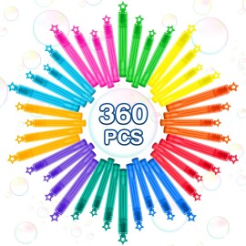 360 Pcs Mini Bubble Wands in 6 Colors, Bulk Party Favors for Kids, Themed Birthday, Christmas, New Year, Valentine, Carnival, School Classroom Prizes for Boys & Girls, Ideal Goodies Bags Stuffers