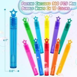 360 Pcs Mini Bubble Wands in 6 Colors, Bulk Party Favors for Kids, Themed Birthday, Christmas, New Year, Valentine, Carnival, School Classroom Prizes for Boys & Girls, Ideal Goodies Bags Stuffers