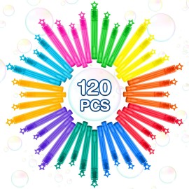 120 Pcs Mini Bubble Wands in 6 Colors, Bulk Party Favors for Kids, Themed Birthday, Christmas, New Year, Valentine, Carnival, School Classroom Prizes for Boys & Girls, Ideal Goodies Bags Stuffers