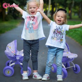 Doll Stroller Toy Anivia Realistic Doll Stroller Heart Design Gifts for Toddlers and Girls Foldable Baby Doll Stroller Toy (DT301purple)