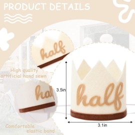 Agkvw Half Birthday Crown - Boho Cake Smash Prop, 6 Months Hat for Boys in Brown