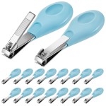 Leriton 20 Pcs Baby Nail Clippers Bulk Blue Fold Up Stainless Steel Finger Trimmer Cutter for Newborn Infant, Home Travel Nursery