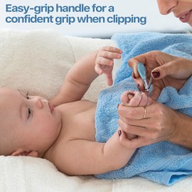 Leriton 20 Pcs Baby Nail Clippers Bulk Blue Fold Up Stainless Steel Finger Trimmer Cutter for Newborn Infant, Home Travel Nursery