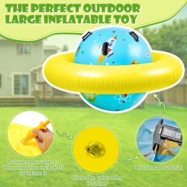 Poen Inflatable Dome Rocker Bouncer 63\'\'L x 63\'\'W x 39\'\'H, Blow up Climbing Rocker Kids Giant Inflatable Bouncer Seesaw Outdoor Roll and Play Seesaw Dome Toddler Gaint Balance Game with 6 Handle