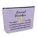 Social Worker Gifts Makeup Bag Social Work Appreciation Gift Thank You Gift Purple Cosmetic Bag Inspirational Gift for Social Worker Volunteer Coworkers Friends Christmas Thanksgiving Birthday Gift
