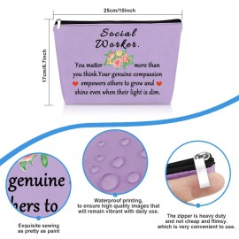 Social Worker Gifts Makeup Bag Social Work Appreciation Gift Thank You Gift Purple Cosmetic Bag Inspirational Gift for Social Worker Volunteer Coworkers Friends Christmas Thanksgiving Birthday Gift