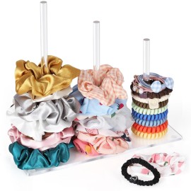3-Tiers Scrunchie Holder Stand, Acrylic Hair Ties Organizer, Clear HairBands Tower, HairElastics Storage, Hairs Accessories Organizer, Scrunchie Display for Women and Girls 3-Tiers Scrunchie Holder Stand, Acrylic Hair Ties Organizer, Clear HairBands Tower, HairElastics Storage, Hairs Accessories Organizer, Scrunchie Display for Women and Girls