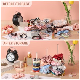 3-Tiers Scrunchie Holder Stand, Acrylic Hair Ties Organizer, Clear HairBands Tower, HairElastics Storage, Hairs Accessories Organizer, Scrunchie Display for Women and Girls
