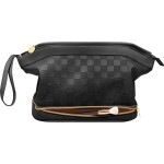 Hairao Large Makeup Bag, Double Layer Makeup Bag Organizer, Toiletry Bag For Women, Cosmetic Travel Bag, Leather Makeup Bag, Portable Toiletry Bag, Waterproof Roomy Bag For Women And Girls, Black