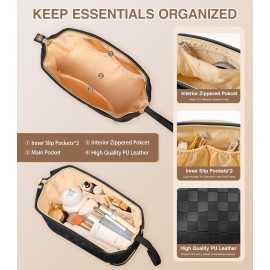 Hairao Large Makeup Bag, Double Layer Makeup Bag Organizer, Toiletry Bag For Women, Cosmetic Travel Bag, Leather Makeup Bag, Portable Toiletry Bag, Waterproof Roomy Bag For Women And Girls, Black