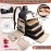 Ahzske Elegant Black Backpack Organizer, Holds 126 Nail Bottles, Extra Large Nail Kit Supplies Storage with 3 Removable Cases, PU Leather Organizer for Travel
