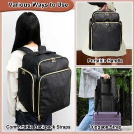 Ahzske Elegant Black Backpack Organizer, Holds 126 Nail Bottles, Extra Large Nail Kit Supplies Storage with 3 Removable Cases, PU Leather Organizer for Travel