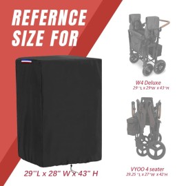 Rilime Wagon Cover Compatible with Wonderfold Wagon W4 Original(Cover Only),Waterproof 420D Stroller Wagon Covers for Keenz Wagon Stroller 4 seater-29 L x 28 W x 43 H
