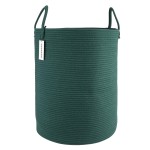 XUANGUO Cotton Rope Laundry Basket Hamper for Clothes Woven Storage Basket for Living Room Bedroom Boho Tall Rope Baskets for Blanket Toys Pillow Towels Baby Nursery Hamper Bin Large dark green