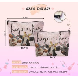 NEGIGA Cow Print Stuff,Cow Makeup Bag,Cow Gifts,Western Makeup Bag,Makeup Bags For Women,Cow Print(Pink Speckled Cosmetic Bag)