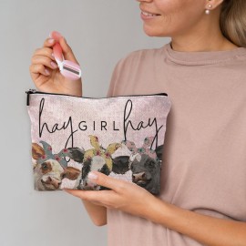 NEGIGA Cow Print Stuff,Cow Makeup Bag,Cow Gifts,Western Makeup Bag,Makeup Bags For Women,Cow Print(Pink Speckled Cosmetic Bag)