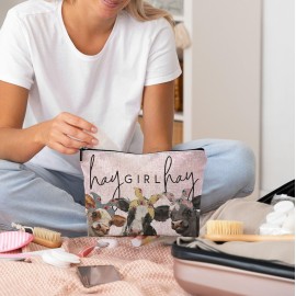 NEGIGA Cow Print Stuff,Cow Makeup Bag,Cow Gifts,Western Makeup Bag,Makeup Bags For Women,Cow Print(Pink Speckled Cosmetic Bag)