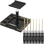 AIYIHOBBY Multifunctional 1/18 1/24 RC Car Stand RC Work Stand RC Repair Stand with RC Screwdrivers RC Tool Kit for Traxxas TRX4M Axial SCX24 AX24 FMS FCX24 RC Crawler (Black Gold)