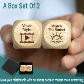 JCHCAMRY 2 Pcs Anniversary Wooden Activity Date Night Decision Dice Decider Valentines Day Gifts for Him Her Christmas Birthday Gifts for Husband Wife Boyfriend Girlfriend Men Women Gifts