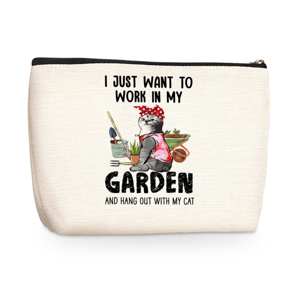 jealance Gardening Gifts for Women Makeup Bag Gardener Gifts Cosmetic Travel Bag Plant Lover Gift Cat Lover Toiletry Bag Cat Themed Gifts Skincare Bags Christmas Birthday for Female Best Friends