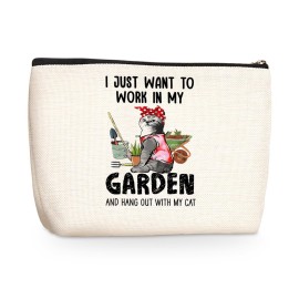 jealance Gardening Gifts for Women Makeup Bag Gardener Gifts Cosmetic Travel Bag Plant Lover Gift Cat Lover Toiletry Bag Cat Themed Gifts Skincare Bags Christmas Birthday for Female Best Friends