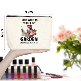 jealance Gardening Gifts for Women Makeup Bag Gardener Gifts Cosmetic Travel Bag Plant Lover Gift Cat Lover Toiletry Bag Cat Themed Gifts Skincare Bags Christmas Birthday for Female Best Friends