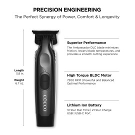 Cocco Veloce Pro Trimmer, Digital Gap Ambassador DLC Blade Edger, High-Torque Brushless BLDC Motor, Cordless, All-Metal Design, Lithium-Ion Battery, Charging Base Included, Matte Black Cocco Veloce Pro Trimmer, Digital Gap Ambassador DLC Blade Edger, High-Torque Brushless BLDC Motor, Cordless, All-Metal Design, Lithium-Ion Battery, Charging Base Included, Matte Black