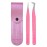 GMI Tweezers: Elegant Fiber Tip Glitter Tweezer Set in Pink - Straight and L Shape for Precision Beauty.