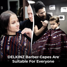 Delkinz Barber Cape Large Size with Adjustable Snap Closure waterproof Hair Cutting Salon Cape for men, women and kids - 51x59 Inch