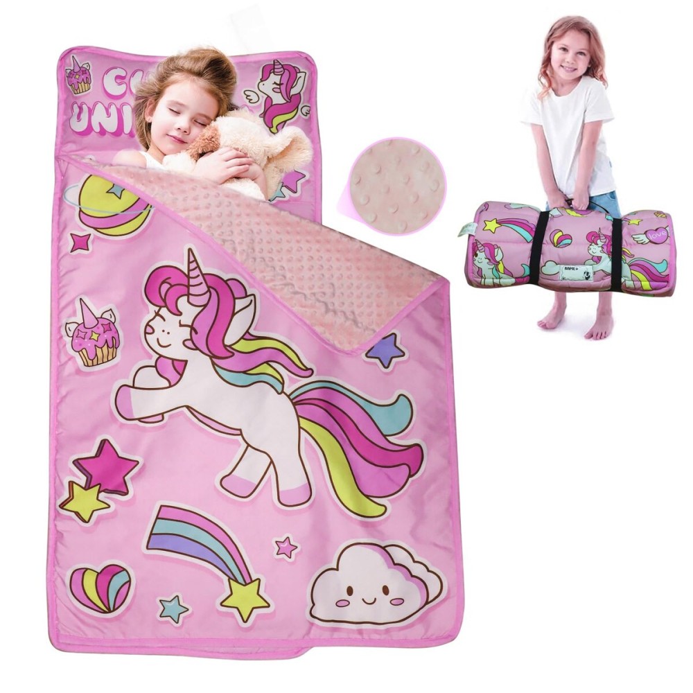 AKPLIT Nap Mat - Nap Mats for Preschool - 52X21 (Unicorn Pattern, Pink)