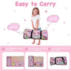 AKPLIT Nap Mat - Nap Mats for Preschool - 52X21 (Unicorn Pattern, Pink)