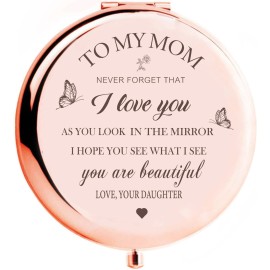 KGKAIMIZL Gifts for Mom - I Love You Mom Gift Rose Gold Compact Mirror-Gifts for Mom from Daughter-Birthday Gifts for Mom - Mom Gift for Mothers Day,ValentinesChristmas