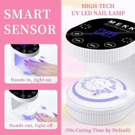 MEKK Cordless Mini UV Light for Gel Nails - 24W Rechargeable Mini UV LED Nail Lamp with Touch Control & Auto Sensor,Small Flash Cure Lamp,4 Timers,Portable Nail Light for Salon & Home(White)
