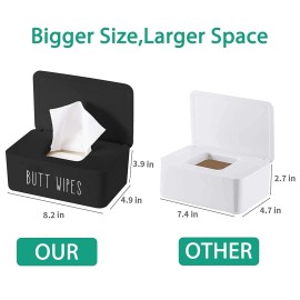 Moorfowl Butt Wipes Dispenser for Bathroom, Upgrade Size(8.2L x 4.9W x 3.9H inches), Large Capacity Flushable Wipes Holder Container for Restroom