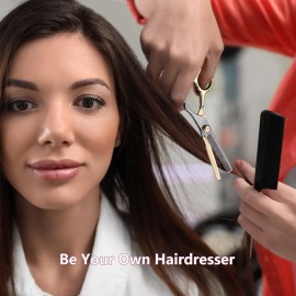 Hair Cutting Scissors Kit, Hair Scissors Professional Haircut Scissors with Stainless Steel Hair Shears, Thinning Shears, Haircut Accessories in Leather Case for Salon/Home- 10PCS Gold Black Hair Cutting Scissors Kit, Hair Scissors Professional Haircut Scissors with Stainless Steel Hair Shears, Thinning Shears, Haircut Accessories in Leather Case for Salon/Home- 10PCS Gold Black