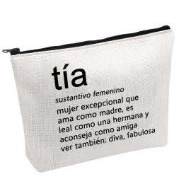 PWHAOO Tia Definition Cosmetic Bag Spanish Aunt Merchandise Spanish Auntie Definition Gift New Aunt Gift (Tia Definition B)