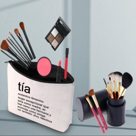 PWHAOO Tia Definition Cosmetic Bag Spanish Aunt Merchandise Spanish Auntie Definition Gift New Aunt Gift (Tia Definition B)