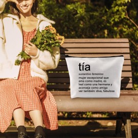 PWHAOO Tia Definition Cosmetic Bag Spanish Aunt Merchandise Spanish Auntie Definition Gift New Aunt Gift (Tia Definition B)