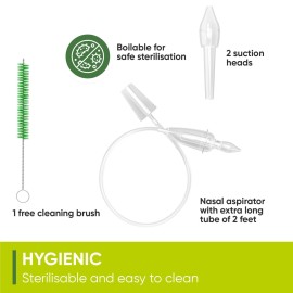 Airmed\'s Vac Nasal Aspirator Baby. CLINICALLY Tested, Safe and Gentle. Baby Nose Sucker with 2 Suction Heads and Cleaning Brush. Safe and Gentle Baby Nasal Aspirator with Strength of a Vacuum Cleaner